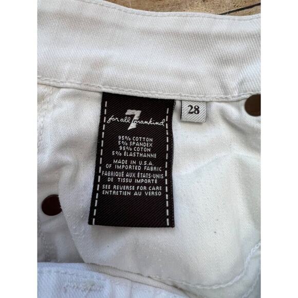 7 For All Mankind White Denim Cut Off Shorts Size 28 - Picture 3 of 10